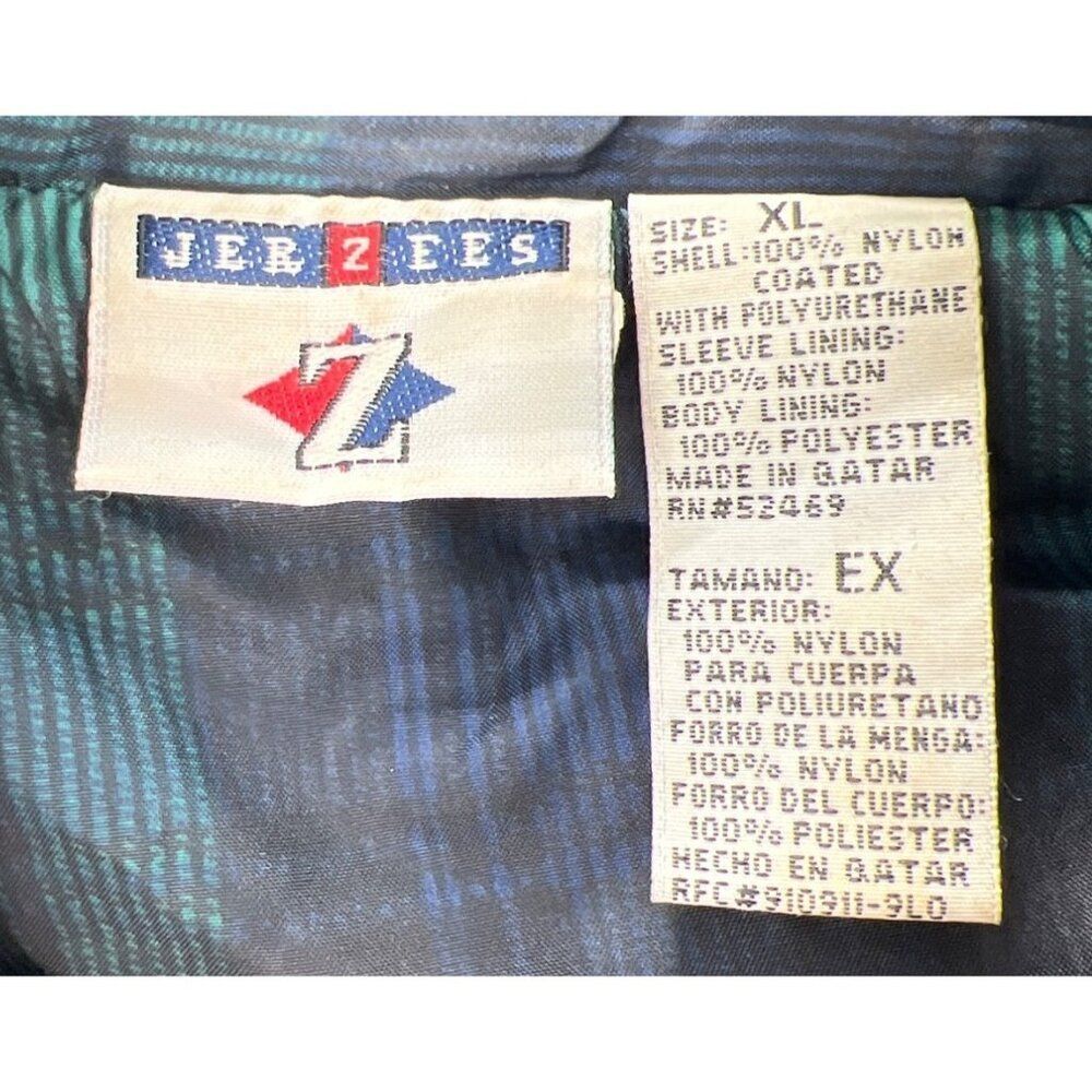 Vintage Jerzees Z Sport Windbreaker Jacket Plaid Pattern Zip Closure Nylon Mens - Picture 10 of 11